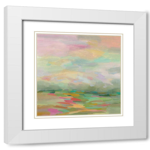 Pastel Fields White Modern Wood Framed Art Print with Double Matting by Vassileva, Silvia