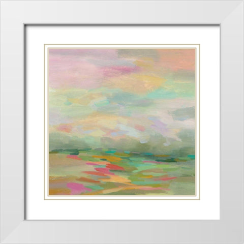 Pastel Fields White Modern Wood Framed Art Print with Double Matting by Vassileva, Silvia