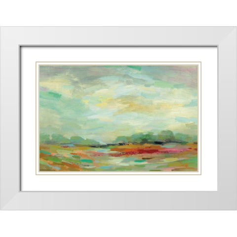 Sunrise Field White Modern Wood Framed Art Print with Double Matting by Vassileva, Silvia