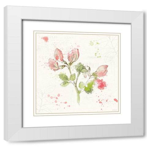 Floral Splash II White Modern Wood Framed Art Print with Double Matting by Pertiet, Katie