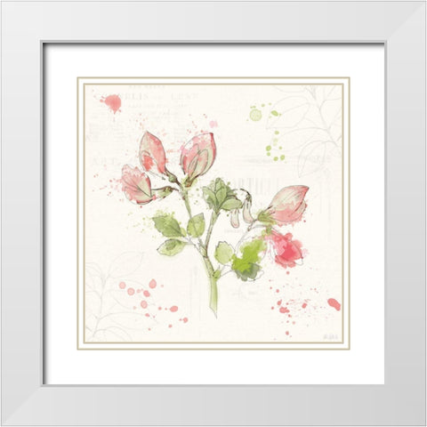 Floral Splash II White Modern Wood Framed Art Print with Double Matting by Pertiet, Katie