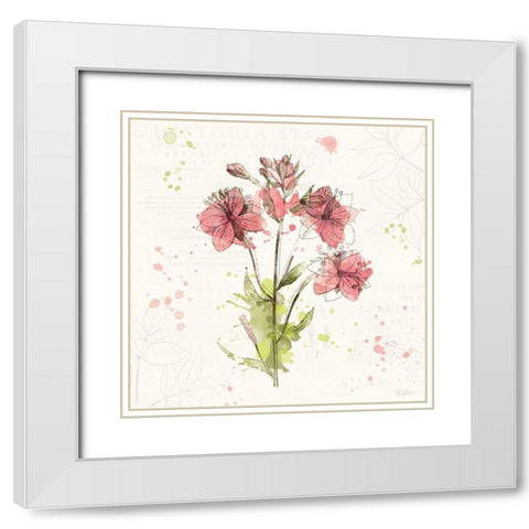 Floral Splash V White Modern Wood Framed Art Print with Double Matting by Pertiet, Katie