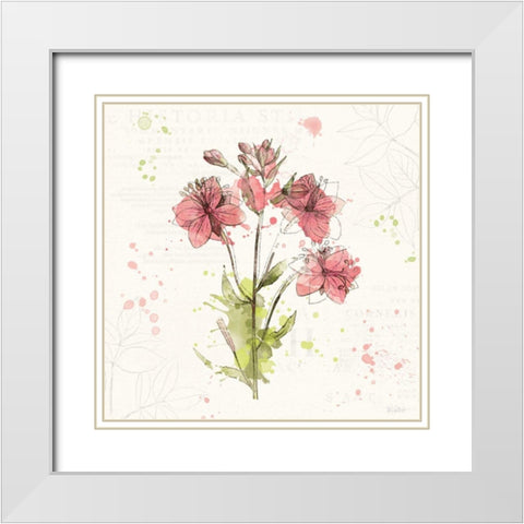 Floral Splash V White Modern Wood Framed Art Print with Double Matting by Pertiet, Katie