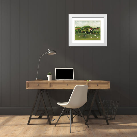A Day at the Farm II Bright White Modern Wood Framed Art Print with Double Matting by Brown, David Carter