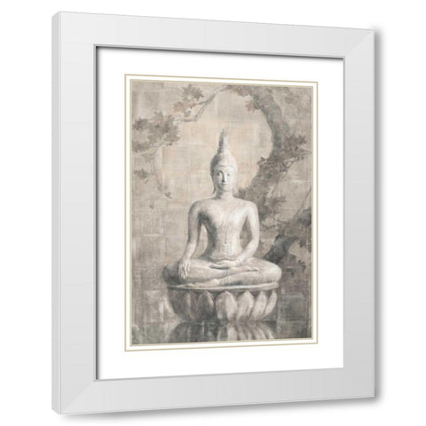 Buddha Neutral White Modern Wood Framed Art Print with Double Matting by Nai, Danhui