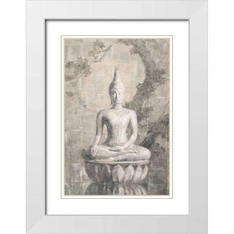 Buddha Neutral White Modern Wood Framed Art Print with Double Matting by Nai, Danhui