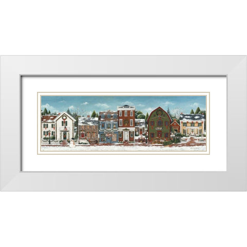 Christmas Village Crop White Modern Wood Framed Art Print with Double Matting by Brown, David Carter