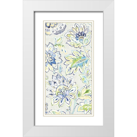 Ceylon Gardens VIII Indigo White Modern Wood Framed Art Print with Double Matting by Wild Apple Portfolio