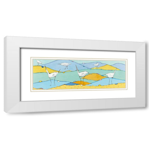 Marsh Egrets I White Modern Wood Framed Art Print with Double Matting by Adams, Phyllis