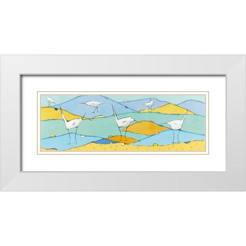 Marsh Egrets I White Modern Wood Framed Art Print with Double Matting by Adams, Phyllis