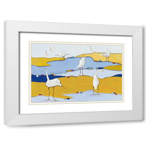 Marsh Egrets VI White Modern Wood Framed Art Print with Double Matting by Adams, Phyllis