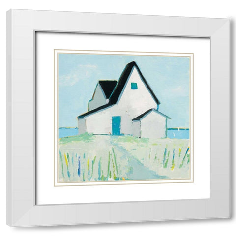 Cottage by the Sea White Modern Wood Framed Art Print with Double Matting by Adams, Phyllis