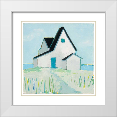Cottage by the Sea White Modern Wood Framed Art Print with Double Matting by Adams, Phyllis