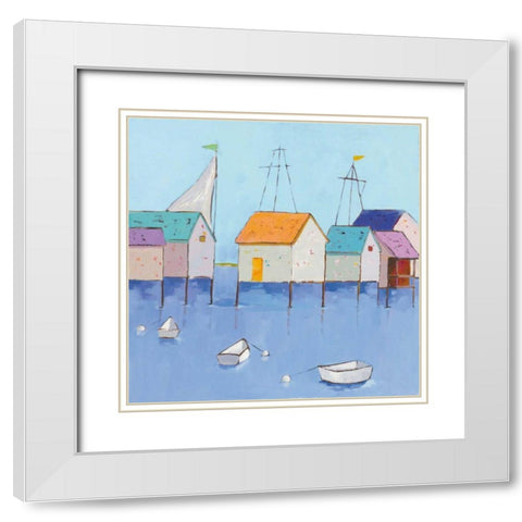 Boat House Row White Modern Wood Framed Art Print with Double Matting by Adams, Phyllis