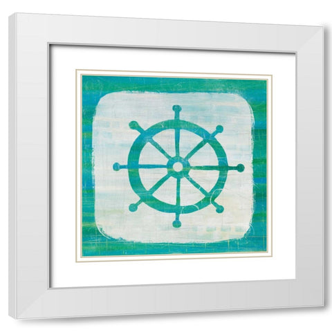 Ahoy IV Blue Green White Modern Wood Framed Art Print with Double Matting by Averinos, Melissa