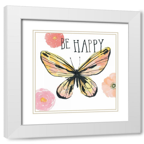 Beautiful Butterfly II White Modern Wood Framed Art Print with Double Matting by Miller, Sara Zieve