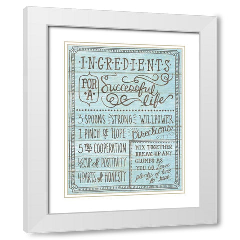 Ingredients For Life I Blue White Modern Wood Framed Art Print with Double Matting by Urban, Mary