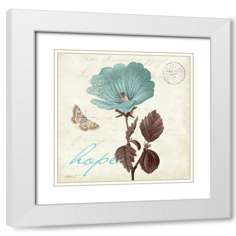 Touch of Blue III - Hope White Modern Wood Framed Art Print with Double Matting by Pertiet, Katie
