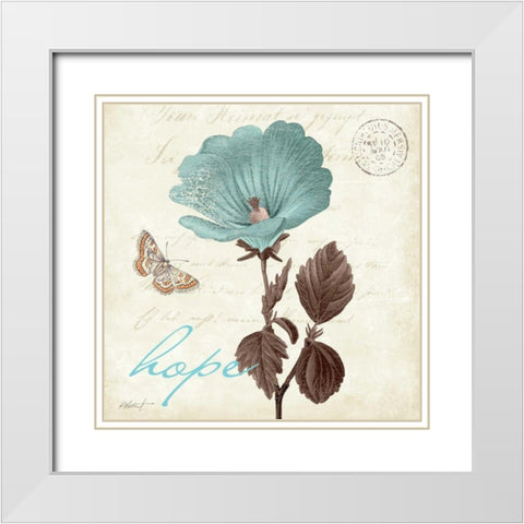 Touch of Blue III - Hope White Modern Wood Framed Art Print with Double Matting by Pertiet, Katie