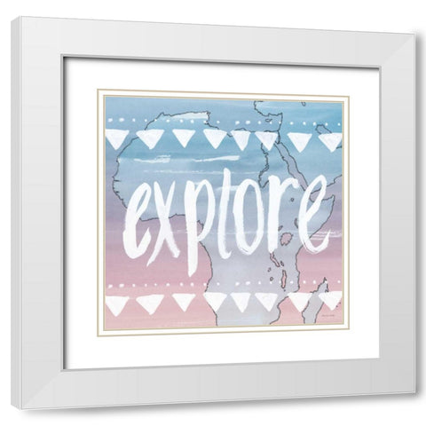 World Traveler Explore White Modern Wood Framed Art Print with Double Matting by Miller, Sara Zieve