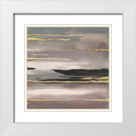 Gilded Morning Fog II Gold White Modern Wood Framed Art Print with Double Matting by Paschke, Chris