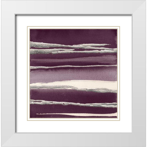 Silver Rose I Purple White Modern Wood Framed Art Print with Double Matting by Paschke, Chris