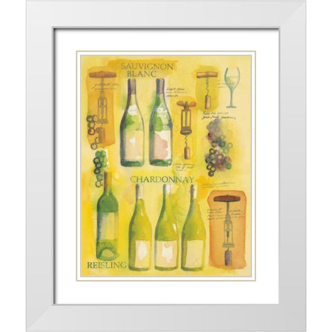 White Wine Collage White Modern Wood Framed Art Print with Double Matting by Clark, Michael