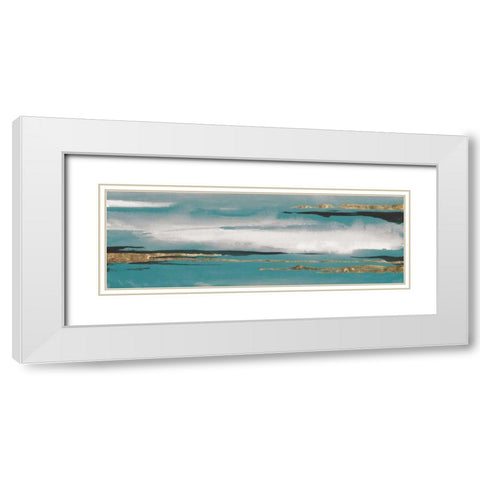 Gilded Storm I Teal Grey Crop White Modern Wood Framed Art Print with Double Matting by Paschke, Chris
