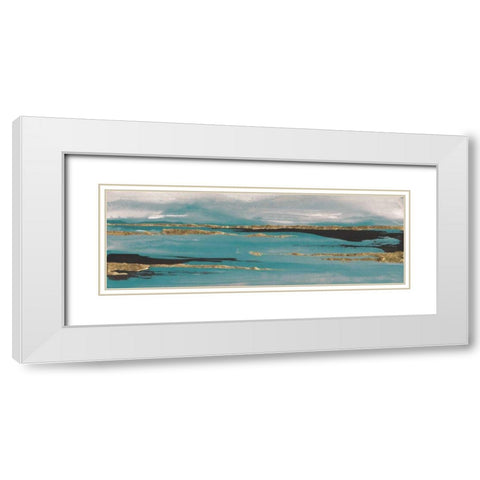 Gilded Storm II Teal Grey Crop White Modern Wood Framed Art Print with Double Matting by Paschke, Chris