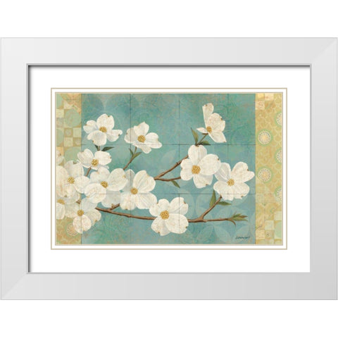 Kimono Blossoms White Modern Wood Framed Art Print with Double Matting by Lovell, Kathrine
