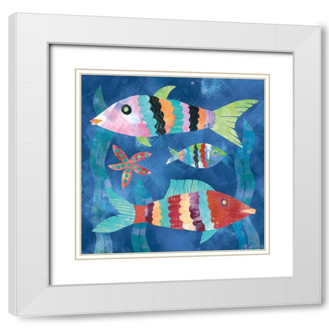 Boho Reef Fish I White Modern Wood Framed Art Print with Double Matting by Wild Apple Portfolio