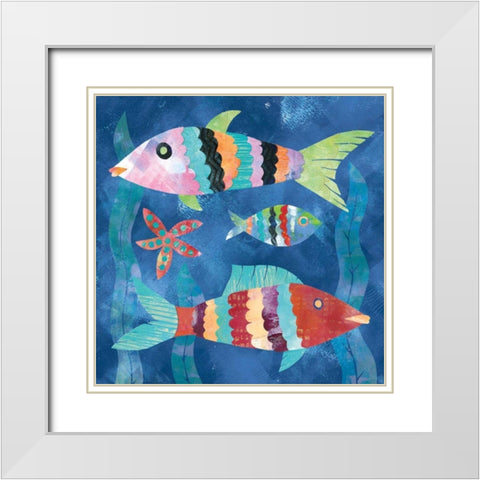 Boho Reef Fish I White Modern Wood Framed Art Print with Double Matting by Wild Apple Portfolio