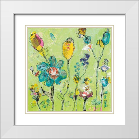 Doodle Garden White Modern Wood Framed Art Print with Double Matting by Day, Kellie