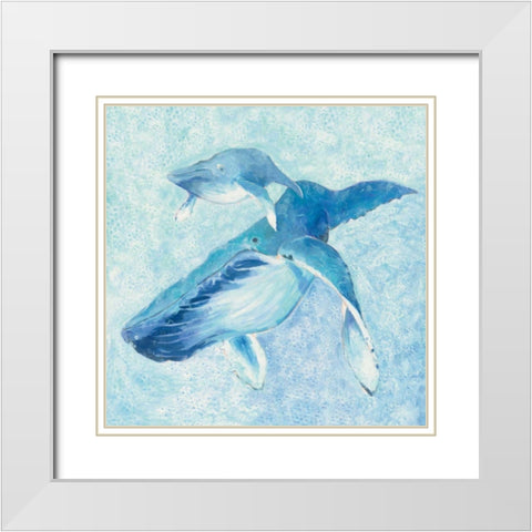 Blue Mama v2 White Modern Wood Framed Art Print with Double Matting by Adams, Phyllis
