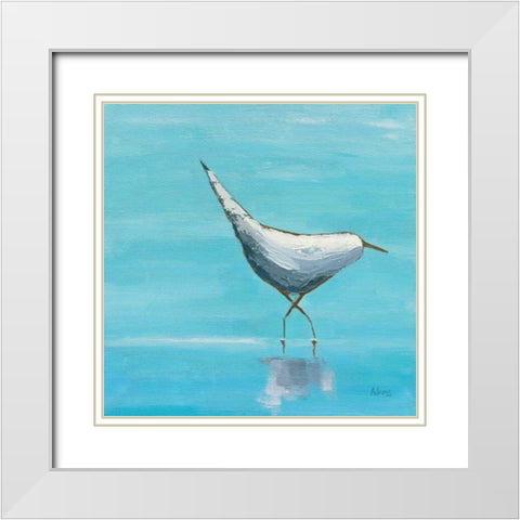 Egret I Bright White Modern Wood Framed Art Print with Double Matting by Adams, Phyllis