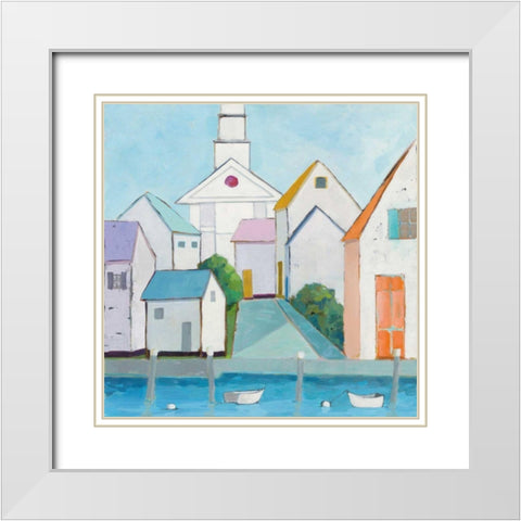 Harbor Town III no Sign White Modern Wood Framed Art Print with Double Matting by Adams, Phyllis