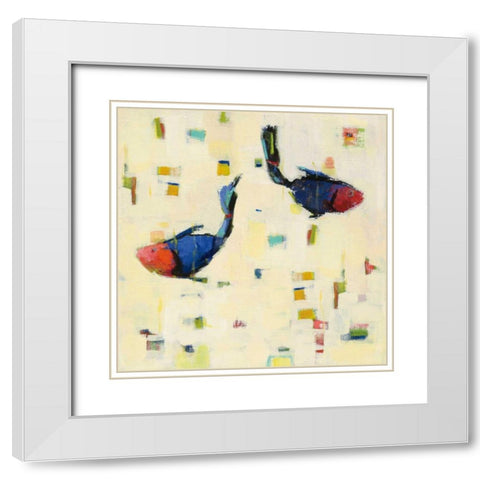 One Fish Two Fish Big White Modern Wood Framed Art Print with Double Matting by Adams, Phyllis
