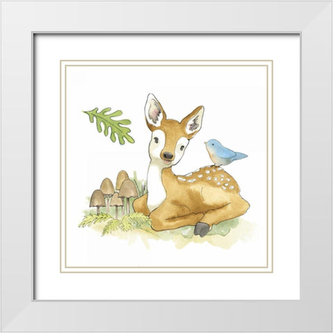Baby Woodland III White Modern Wood Framed Art Print with Double Matting by Grove, Beth