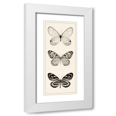 Butterfly BW Panel II White Modern Wood Framed Art Print with Double Matting by Van Swearingen, Debra