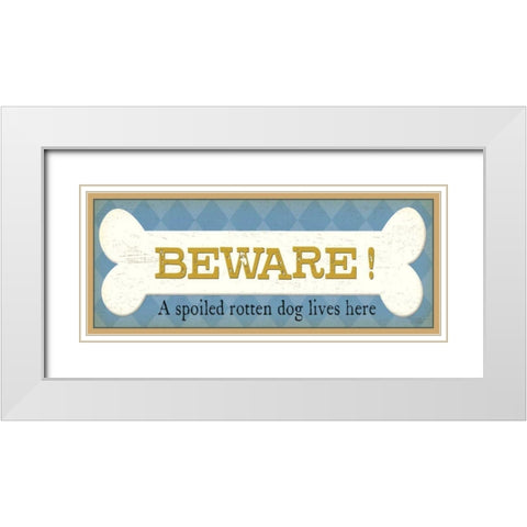 Beware White Modern Wood Framed Art Print with Double Matting by Pela