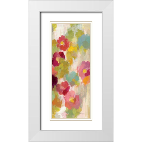 Coral and Emerald Garden I Panel III White Modern Wood Framed Art Print with Double Matting by Vassileva, Silvia