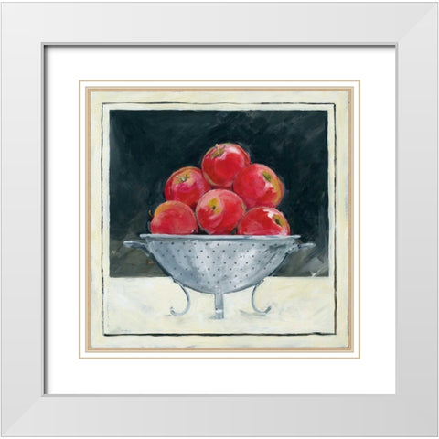 Apples in Colander White Modern Wood Framed Art Print with Double Matting by Tillmon, Avery