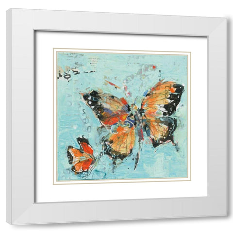 Monarch II Light Blue White Modern Wood Framed Art Print with Double Matting by Day, Kellie