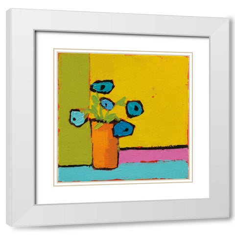 Orange Vase Bright White Modern Wood Framed Art Print with Double Matting by Adams, Phyllis