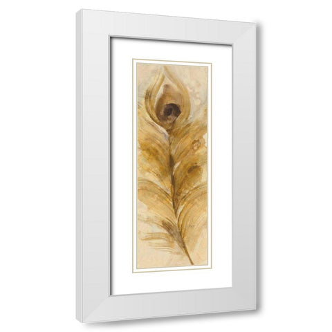 Feather Toss Single Feather White Modern Wood Framed Art Print with Double Matting by Hristova, Albena