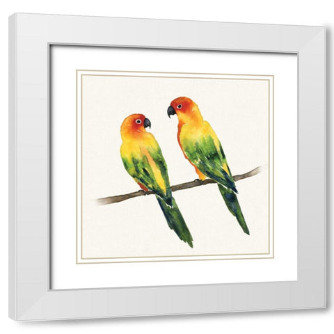 Tropical Fun Bird III White Modern Wood Framed Art Print with Double Matting by Sussman, Harriet