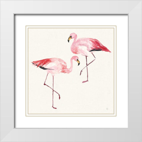 Tropical Fun Bird V White Modern Wood Framed Art Print with Double Matting by Sussman, Harriet