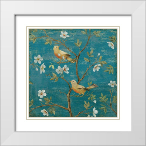 Blossom Blues White Modern Wood Framed Art Print with Double Matting by Brissonnet, Daphne