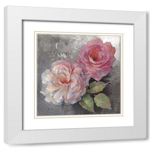 Roses on Gray I Crop White Modern Wood Framed Art Print with Double Matting by McGowan, Peter