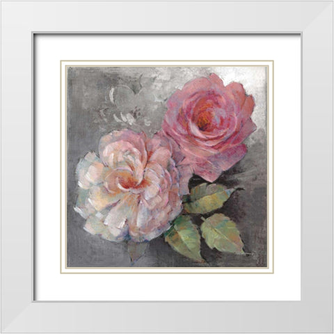 Roses on Gray I Crop White Modern Wood Framed Art Print with Double Matting by McGowan, Peter